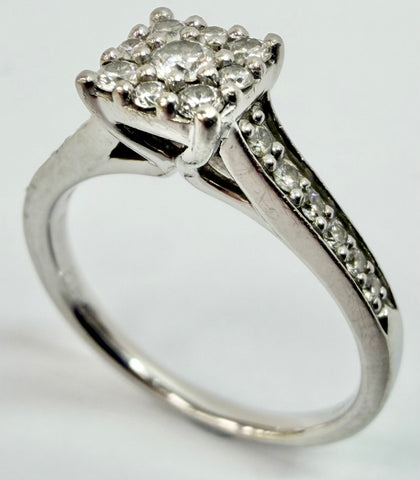 Platinum Diamond Cluster Ring Size K 1/2