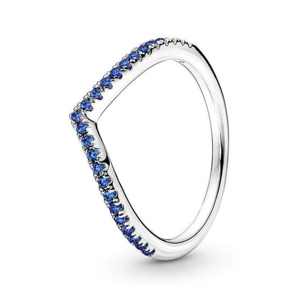 Pandora Timeless Wish Sparkling Blue Ring - Sterling Silver / Man-made Crystal - Sz. 54.