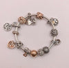S925 HALLMARKED PANDORA SILVER, BANGLE WITH 13 CHARMS, 7", 37.3G