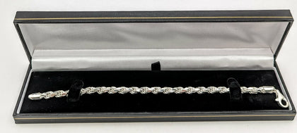 925 Silver Hallmarked, diamond-cut rope Style With Lobster Clasp, 8