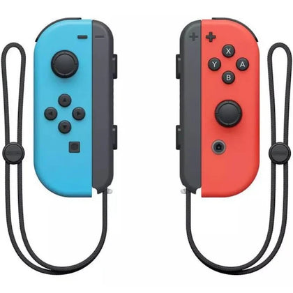 Nintendo Switch Joy-Con Controller Pair (Neon Red/Neon Blue) with wrist straps