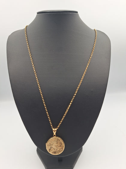 9ct Yellow Gold Belcher Chain Necklace With Opening Locket - 15.61 Grams - 26