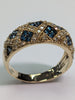 9ct gold diamond & blue stone cluster ring