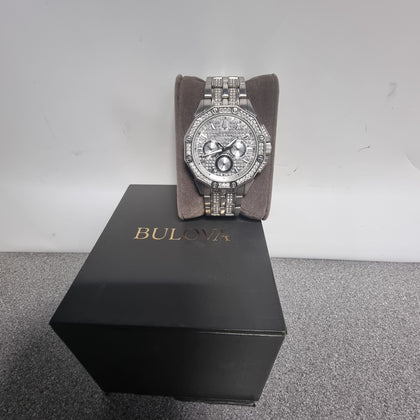 Bulova Crystal 42mm Men`s Stainless Steel with Sets of Crystal Watch 96C134