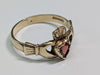 9CT GOLD CLADDER RING WITH RED HEART STONE PRESTON STORE