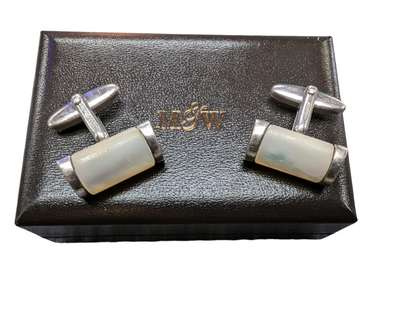 MAPPIN & WEBB SILVER 925 MOTHER OF PEARL CUFF LINKS BOXED PRESTON STORE