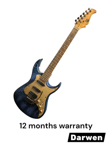 Vintage Electric Guitar Axl Bad Water - Blue Distressed Crackle