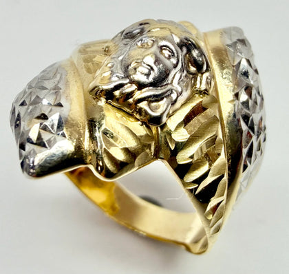 14ct Yellow and White gold Jesus Ring