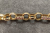 9ct Solid Yellow Gold Ornate Belcher Bracelet Set with Pink CZ Stones - 7.5"