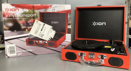ION Audio Vinyl Transport Red Portable Suitcase Record Player ** Boxed **