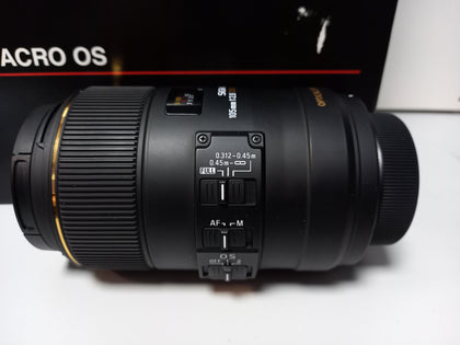 Sigma Macro 105mm F2.8 Ex DG OS HSM (Nikon) Lens.