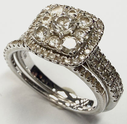 18ct white gold engagment ring & wedding ring set with Diamond size L 1/2