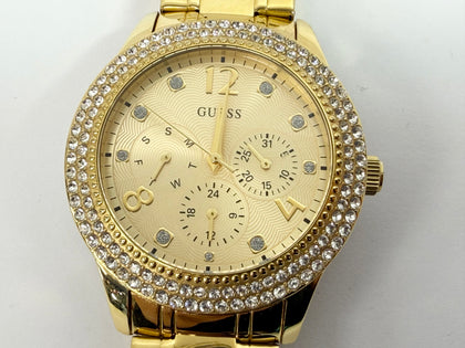 Guess Ladies bedazzle gold plated watch WL097L2