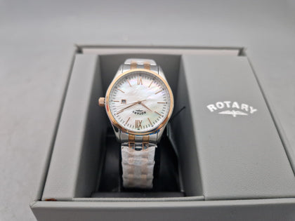 AX Rotary MOP Ladies Two Tone Bracelet Watch