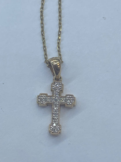 9CT GOLD CROSS & CHAIN LEIGH STORE