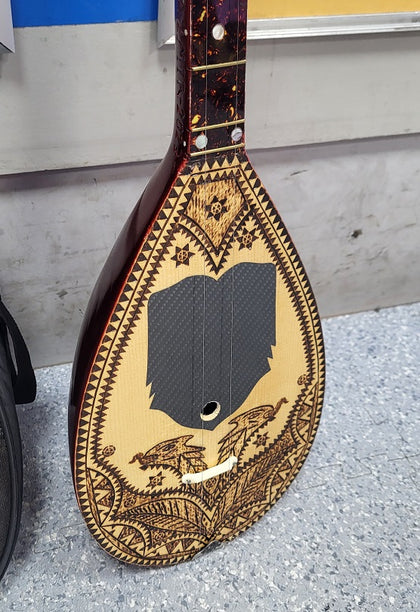 Qifteli / Cifteli plucked instrument handmade wooden brown/black including bag