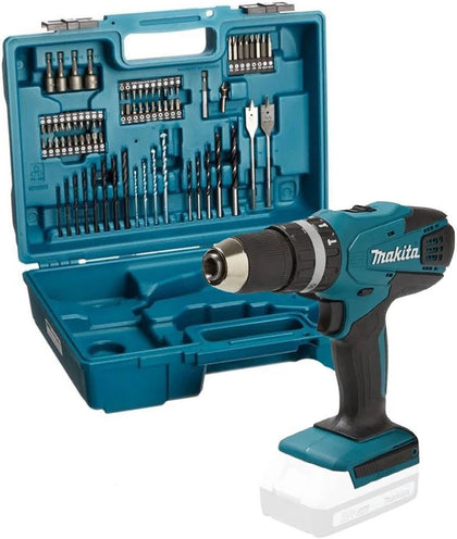 Makita HP457D 18v G-Series Lithium Combi Hammer Drill and 74 Screwdriver Bit Set