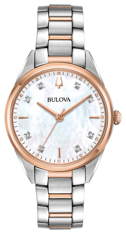 Bulova 98P183 Women's Diamond Dial Two Tone Steel Bracelet Watch
