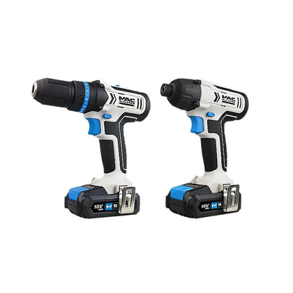 Mac Allister Power Tool Kit Impact Driver Combi Drill Cordless Li Ion 2x 2Ah 18V