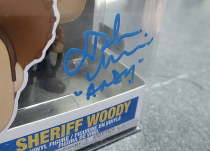 Funko 522 sheriff Woody - Signed By Andy Morris - in Protective plastic case