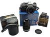 OLYMPUS OM10 SLR CAMERA BUNDLE BOXED