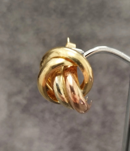 9ct Tri-Colour Gold Stud Earrings