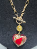9ct Gold Necklace 10.1G with Hart Pendant Murano Glass 18'' in Length