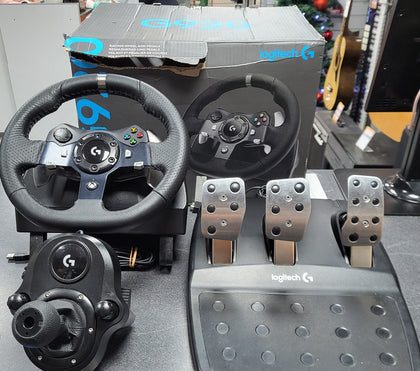 Logitech G920 Driving Force Racing Wheel+Pedals (Xbox One+PC) w/PSU - And Logitech Force Shifter For G29 & G920 (PS4/XB1/PC)
