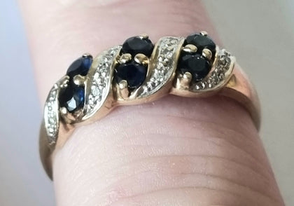 9ct Gold Diamond sapphire Ring