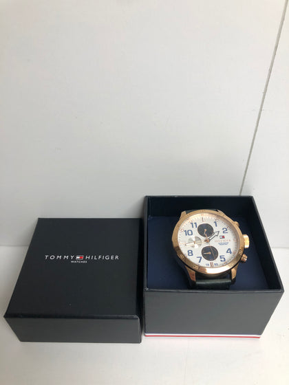 Tommy Hilfiger Men's Trent Blue Leather Strap Chronograph Watch