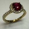 9CT YELLOW GOLD HALO STYLE RING SIZE P