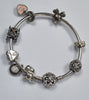 Pandora Moments Sparkling Snowflake Clasp Bangle + 8 Charms