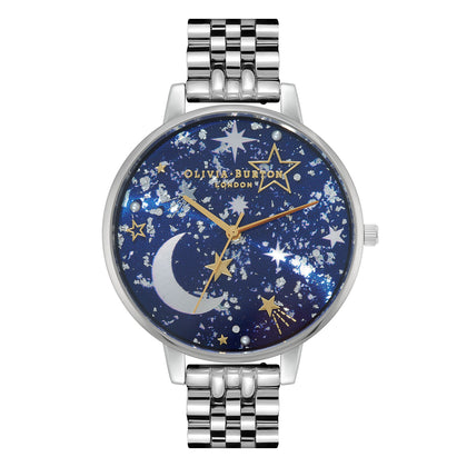 Olivia Burton Celestial Navy Sunray Gold & Silver Bracelet Watch.