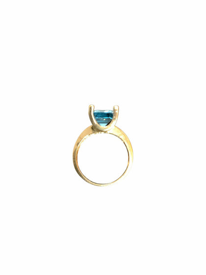 9ct Blue Topaz & Diamond ring size L