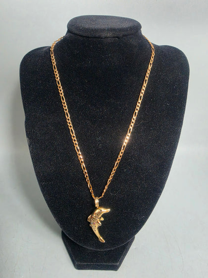 9ct Gold Necklace with fish pendant 375 16.1G 20'' IN LENGTH