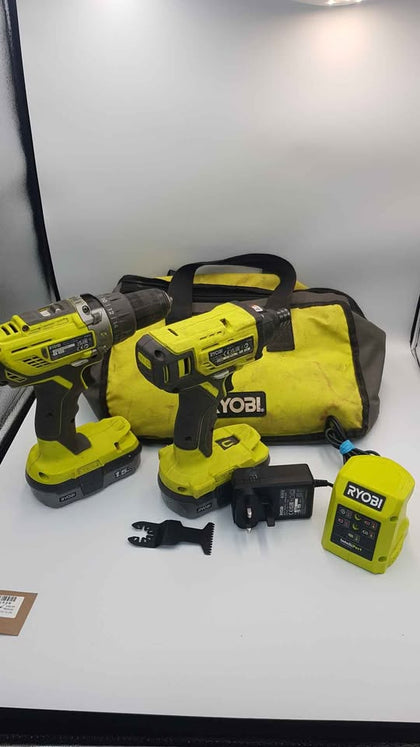 Ryobi R18PD3 & R18ID2 18v Percussion Drill & Impact Driver Set WITH 2 BATTERIES