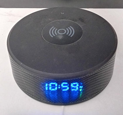 DAEWOO AVS1376 Bluetooth Speaker & Rechargeable Qi Wireless Phone Charging Station with Clock Function.