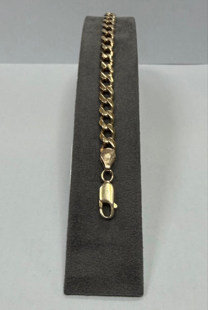9ct Curb Bracelet , 11.16g - ** Hallmarked ** 19 cm Length , 0.5 cm Width