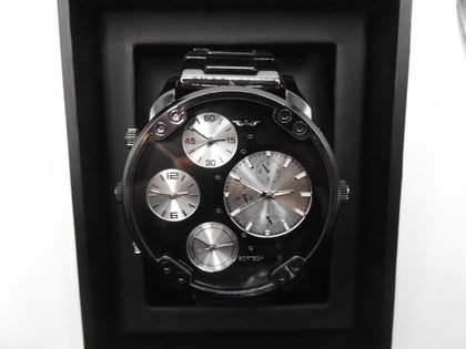 Softech Men's Large face black watch