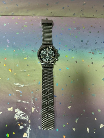 swatch silver watch.