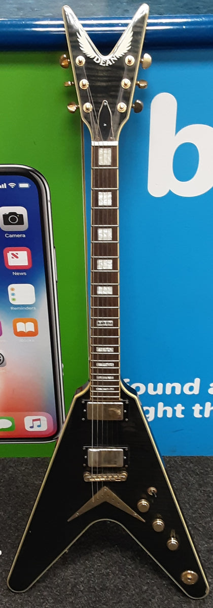 Dean Flying V Black and Gold Guitar