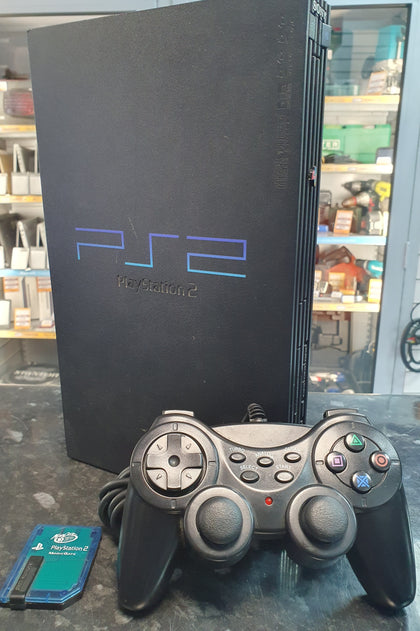 Sony Playstation 2 Charcoal Black Console with 3rd Party Controller