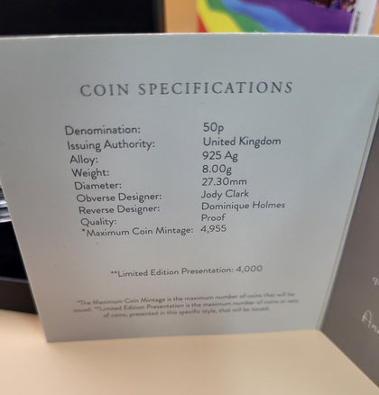 **SALE** 50 Years Of Pride - 2022 UK 50p Silver Proof Colour Coin - Number 0817