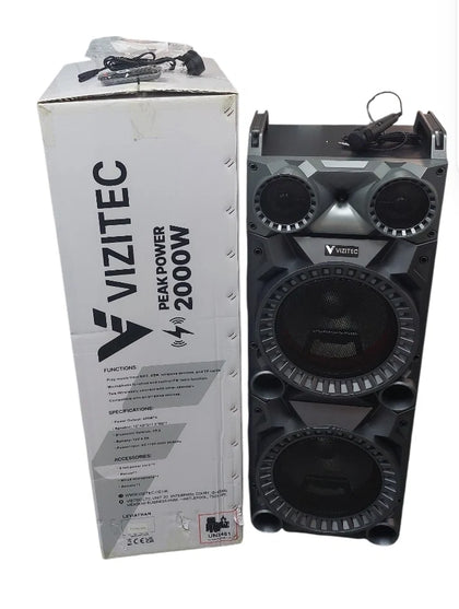 Vizitec Leviathan 2000W Bluetooth Party Speaker – Microphone & Remote – Boxed New