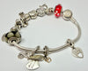 Pandora Moments Two Toned Logo Clasp Snake Bracelet with 12 Charms 19cm