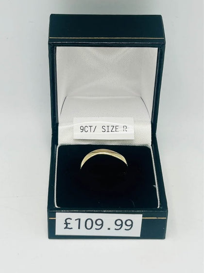 9CT YELLOW GOLD, 375 HALLMARKED SHAPED RING, 1.94G, BOXED, SIZE: R