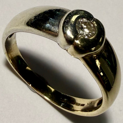 9ct Two Toned Gold Diamond Ring - Size P