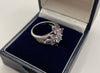 9ct White Gold Ring purple & pink stones
