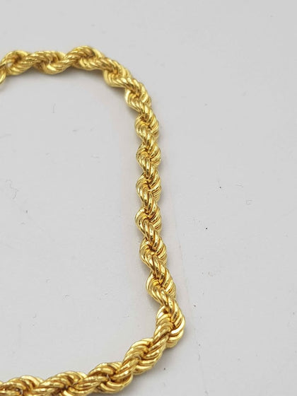 9ct Yellow Gold Twisted Rope Bracelet - 8