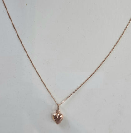 Fine 18 inch 9ct Rose Gold heart necklace